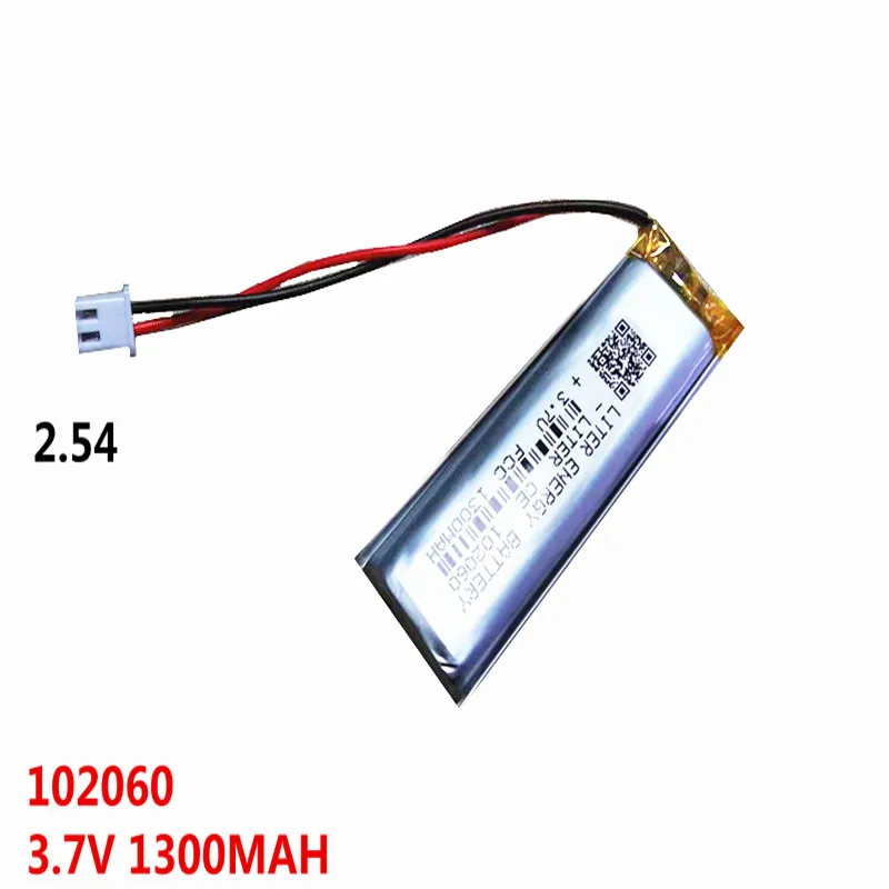 XH 2,54-2P 3.7V 1300mAh 102060 Rechargeable li Polymer Li-ion Battery For headphones tachograph mp3 mp4