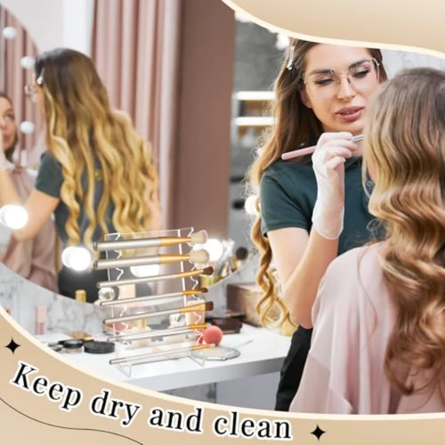 2個セット アクリル製メイクブラシホルダー 化粧ブラシ乾燥ラック ペン立て ディスプレイ メイクアップアーティスト ネイルブラシ パイプスタンドに最適