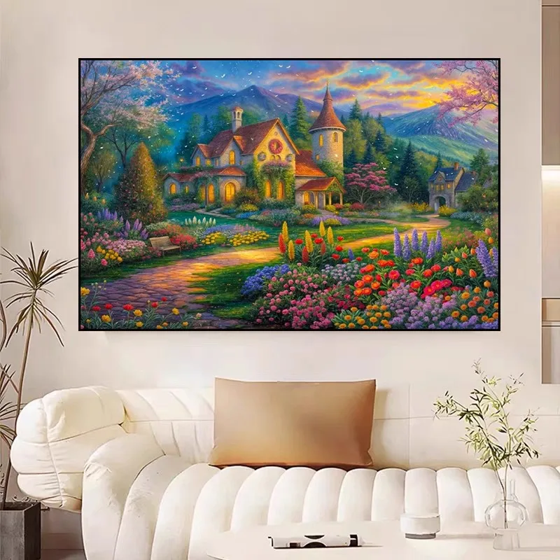 

9ct 60x80cm Castle Embroidery DIY Chinese Style Printed Kits Cross Stitch Needlework Set Home Decor Crafts