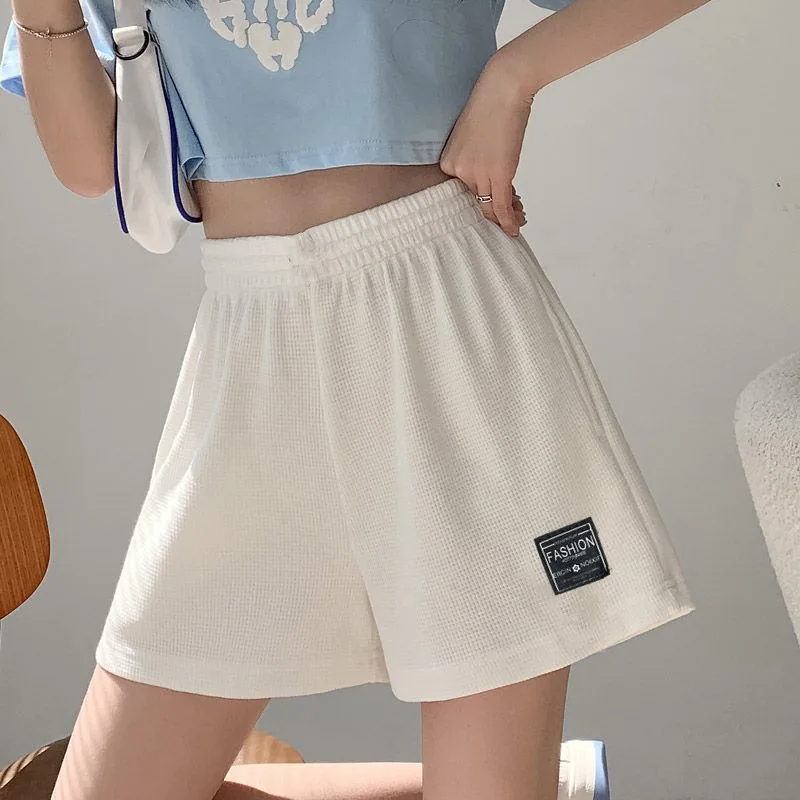 Women's sports shorts and sweatpants solid color pants with pockets and drawstrings loose knitted sweatpants