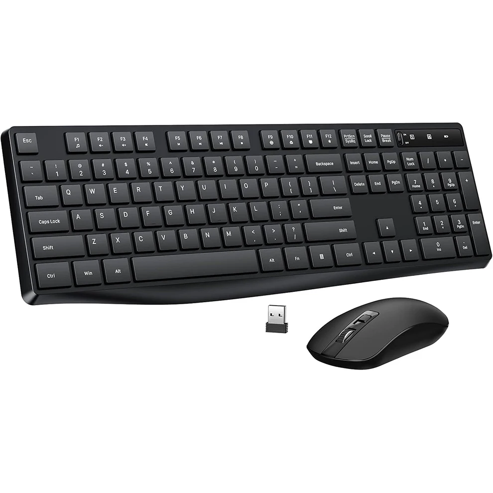 

Full-Sized Ergonomic Wireless Keyboard And Mouse Combo 2.4G Cordless USB Quiet Click Keyboard And Mouse Set for Typi