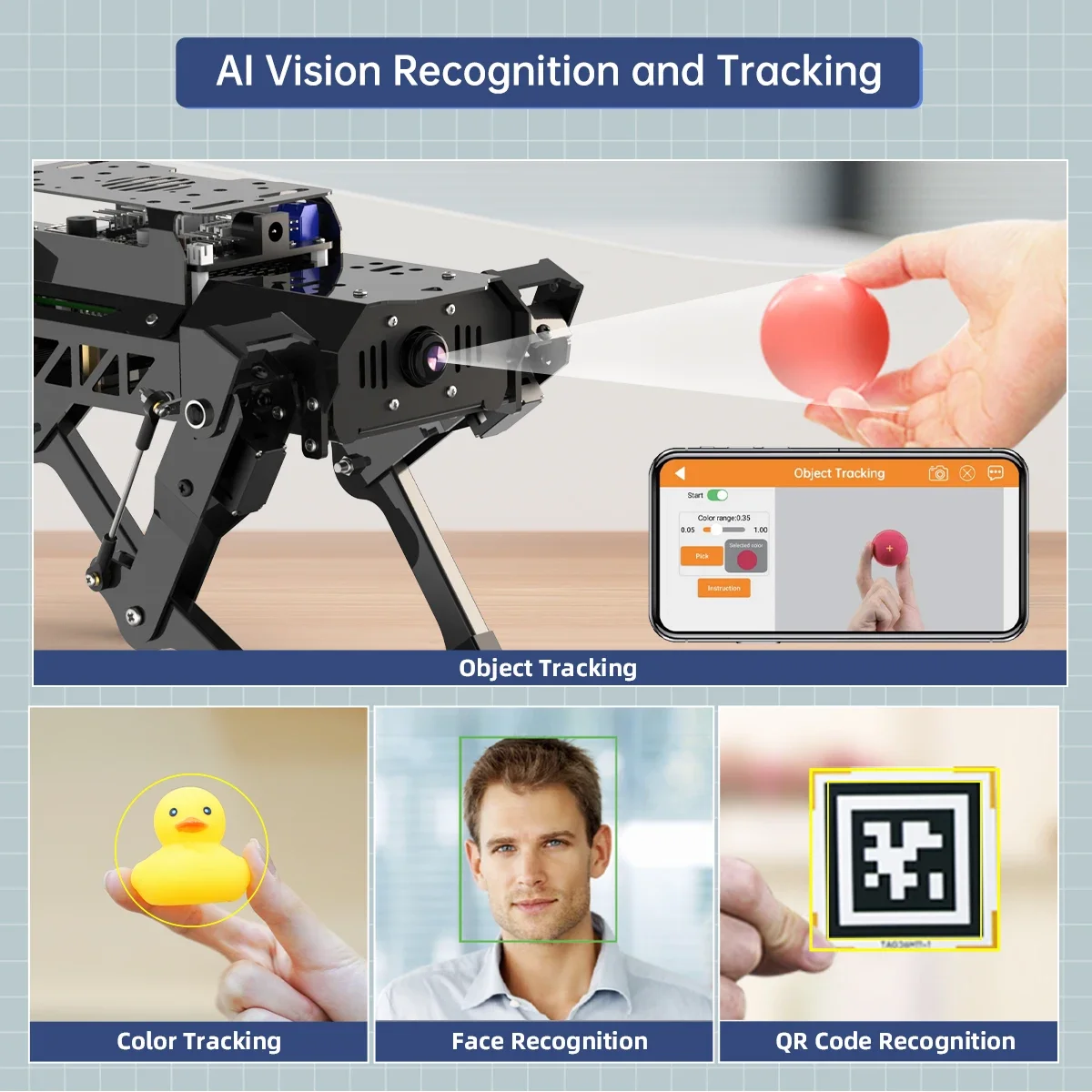 Hiwonder PuppyPi Pro ROS Raspberry Pi روبوت صغير كلب AI Lida روبوت بيونيك ذكي للجذعية والمتعة #5