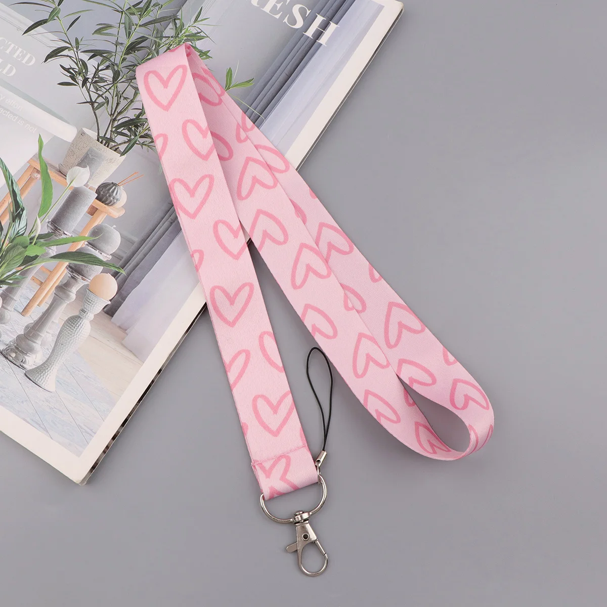 الوردي الحب الحبل الرقبة حزام المفاتيح لطيف رومانسية غطاء البطاقة شارة حامل الهاتف المحمول شنق حبل كيرينغ اكسسوارات الهدايا #4