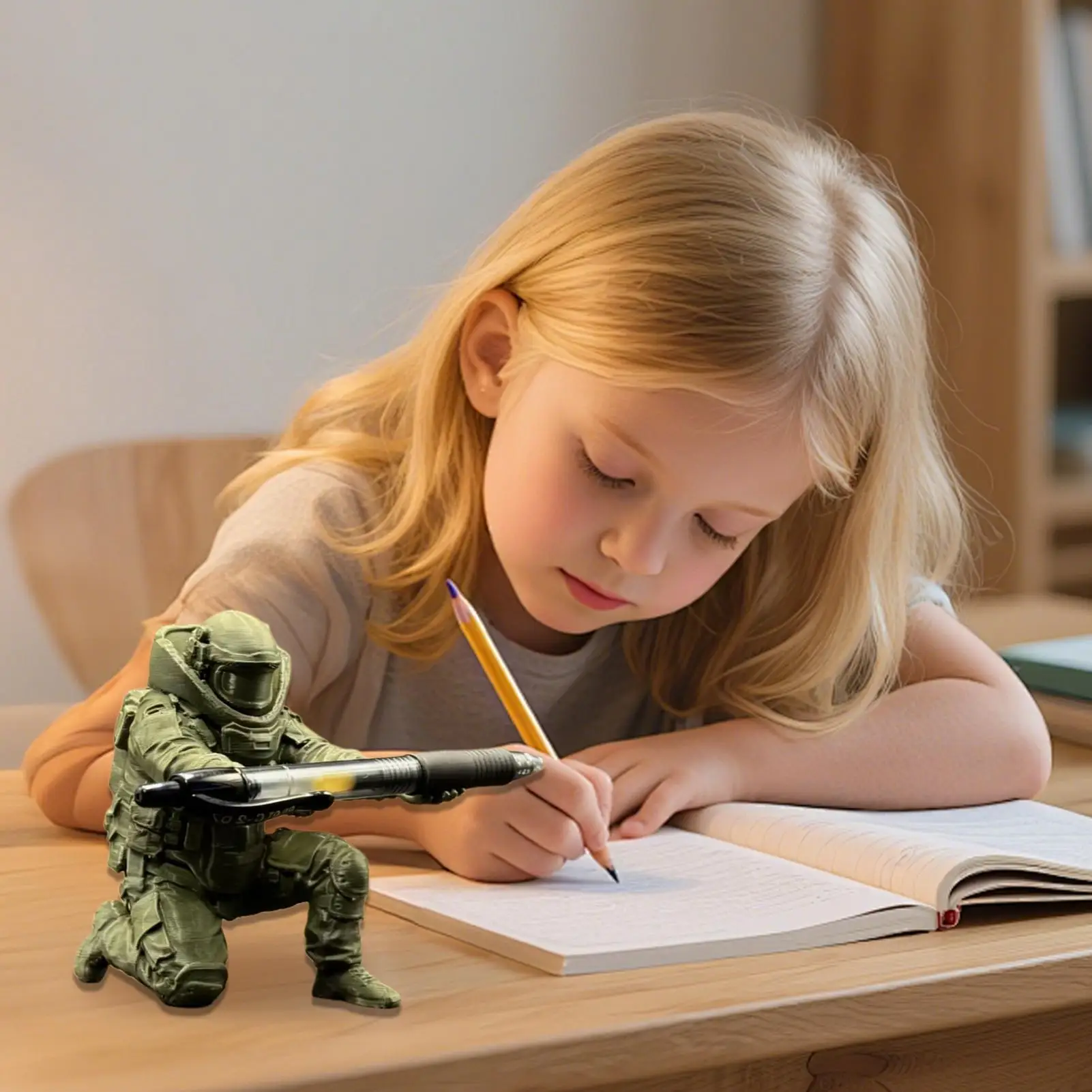 3D Printed Pen Holder Cool Desktop Organizer Statue Creative Gift Office Stationery Stand Realistic Hero Room Office Decor