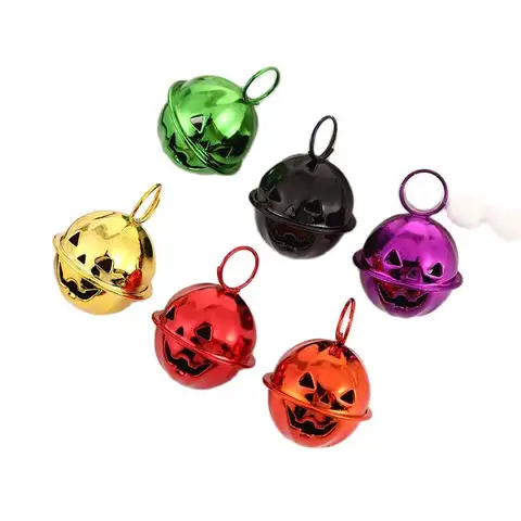 할로윈 호박 벨 DIY 열쇠 고리, 애완 동물 장난감 펜던트, 수제 공예 벨 장식, 다양한 색상, 도매, 25mm, 10 개