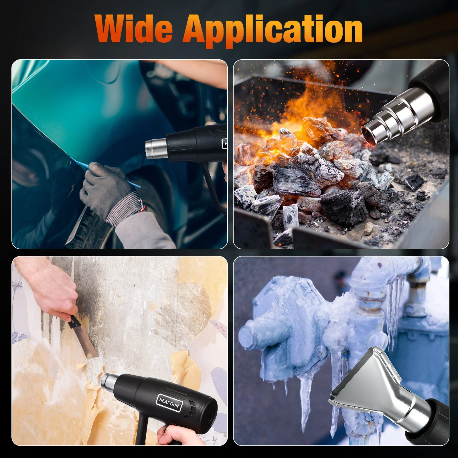 1500W Hot Air Blower Thermostat Industrial Heater Electric Heat Drying Tool Corded Handheld Hot Air Heating Device with LED