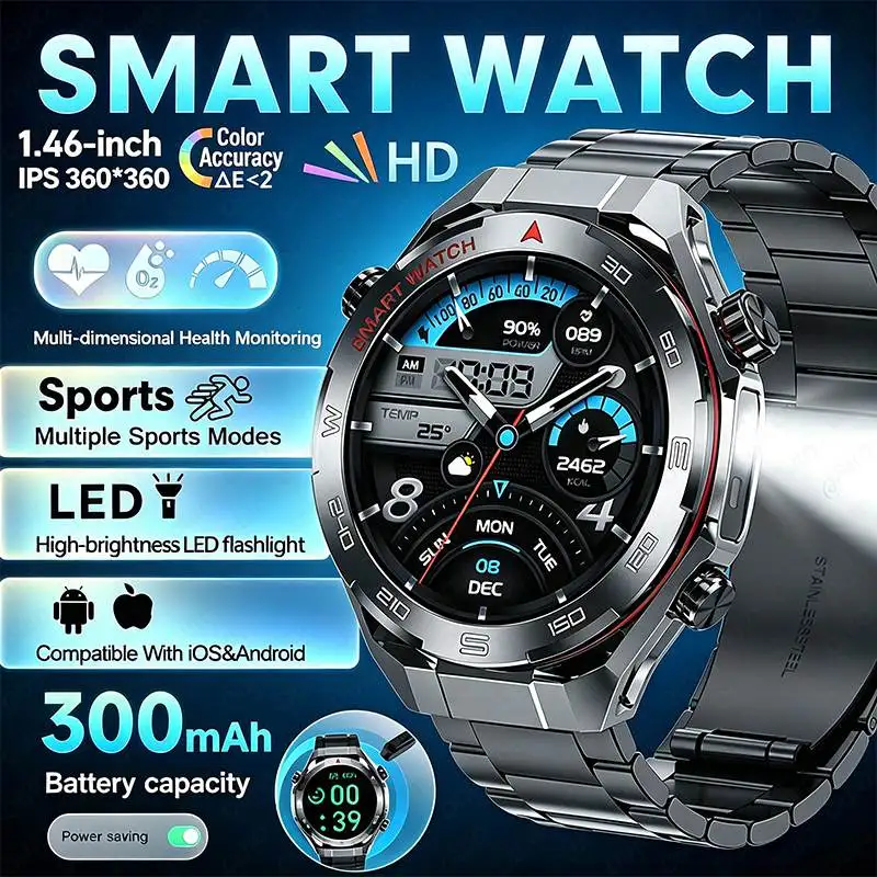 

New IP67 Waterproof Smart Watch Message Prompt Sports Mode Sleep Blood Oxygen Heart Rate Monitoring GPS Motion Track Sportswatch