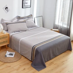 3pcs 100% Cotton Geometric Striped Bed Sheet Set, Brown Single Queen Bedding for Boys Girls, Adult Bedroom Decoration Bedspread