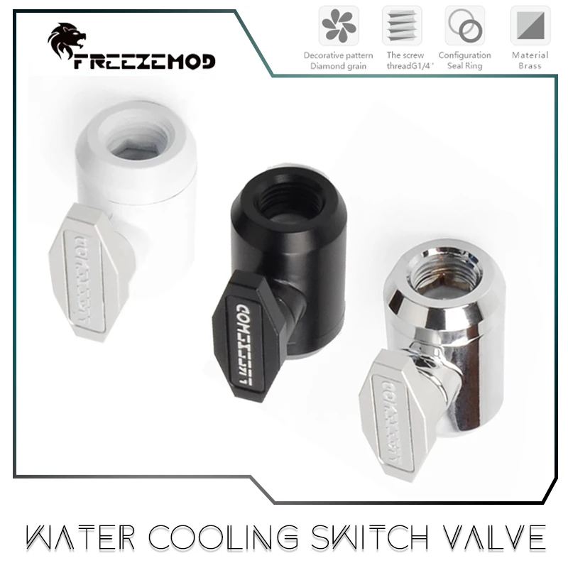 

FREEZEMOD Water Switch Stop Valve, Hand Twisting Liquid Turn On & Off Drain Valve Black,Silver,White YGNS