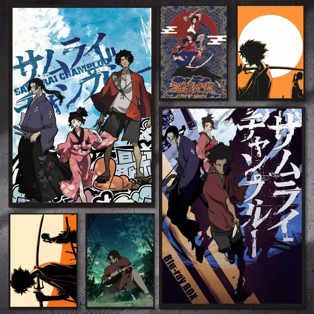 Póster de Anime S-Samurai Champloo, arte de pared en lienzo estético moderno, decoración para habitación y dormitorio, 1 ud.