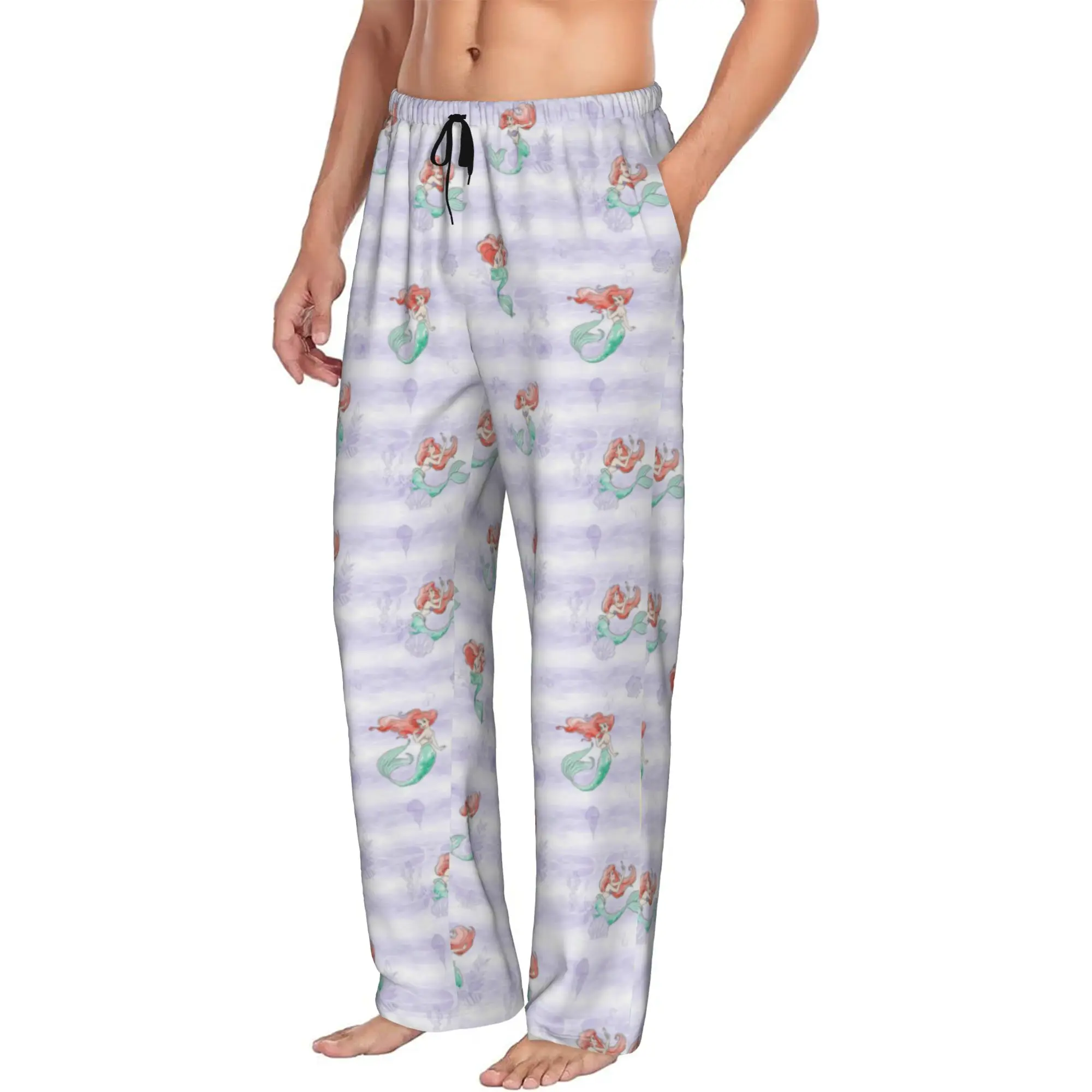Custom Men's The Little Anime M-Mermaid   Pajama Pants Printed  Sleep Sleepwear Bottoms with Pockets