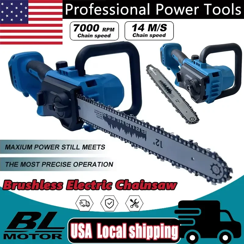 

12 Inch GardenTrimming Electric Chain Saw Cordless Wood Cutting Electric Saw Cordless Pruning Chain Saws Fit Makita18 Battery