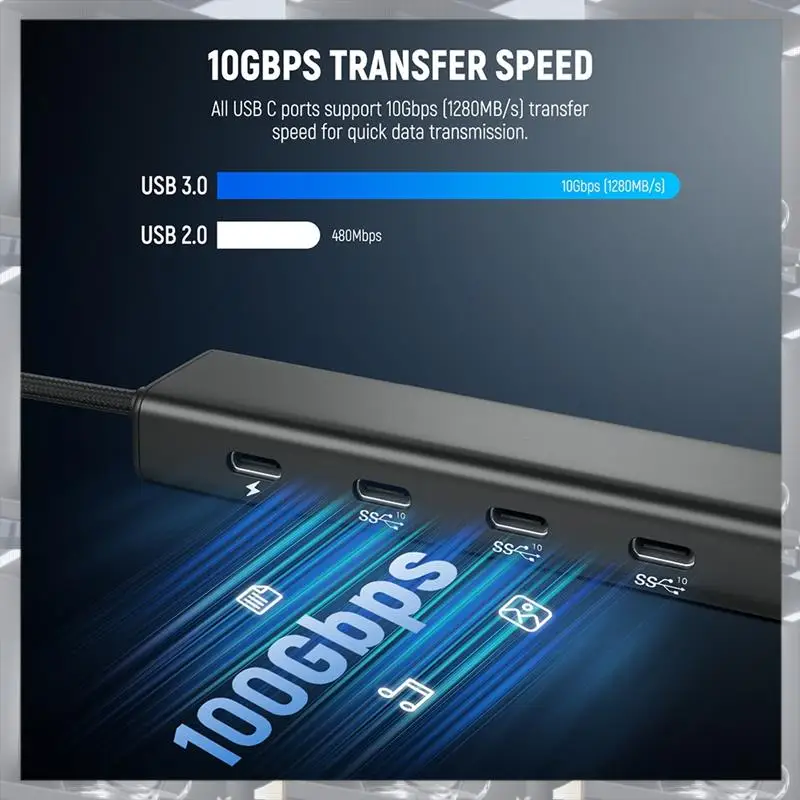 

Hot Selling-USB C Hub Dock With Cold Shoe Adapter 4 In 1 Multiport Adapter Dongle High-Speed Data Transfer & Charging,USB C Hub