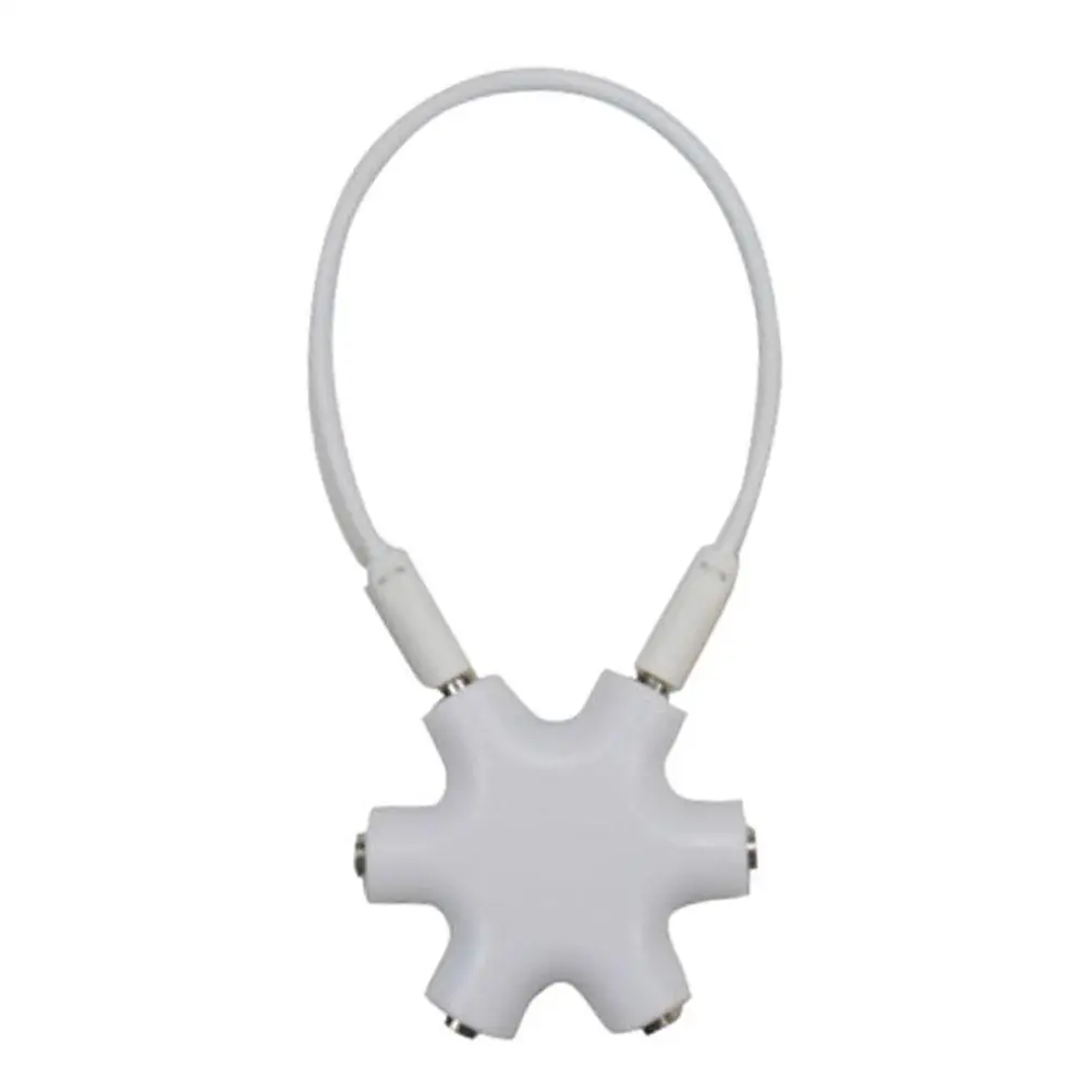 

Snow Shape 6 Port 3.5mm Headset Universal Splitter Portable Keychain Earphone Splitter With Audio Signal Cable(White)