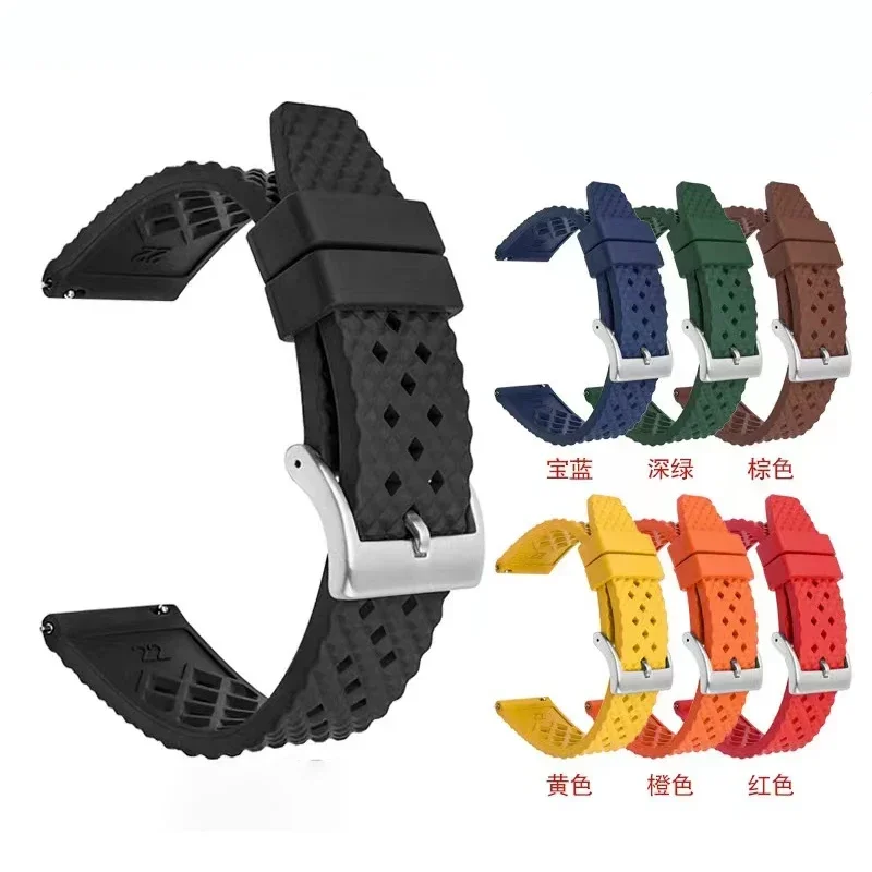 New Designed Honeycomb Fluorine Rubber Strap 18mm 20mm 22mm 24 Quick Release Watchbands For Seiko SRP777J1 Replacement Wristband