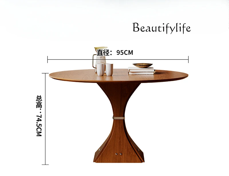 

Nordic medieval solid wood dining table modern simple round dining table