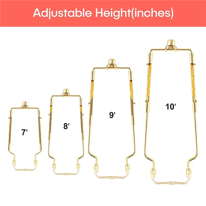 AT19-4Pcs 7 بوصة غطاء مصباح القيثارة حامل قابل للتعديل مصباح القيثارة عدة E14 ، E26 ، E27 مضيئة قاعدة محول الذهب القرن الإطار #2