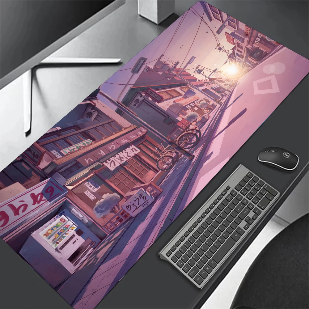 

Mause Pad Anime Street Pc Gamer Cherry Blossom Mouse Mats Desk Mat Gaming Accessories Mousepad Cabinet Keyboard Office Large Rug