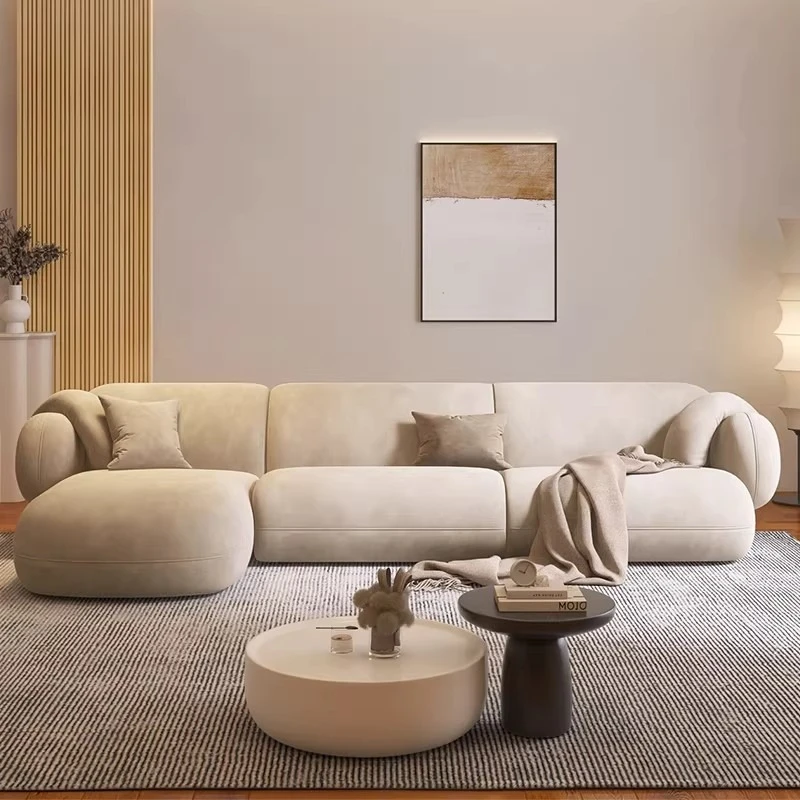 Factory Direct 2026 Modern cream style sofa small apartment living room corner three concubines curved combination French simple