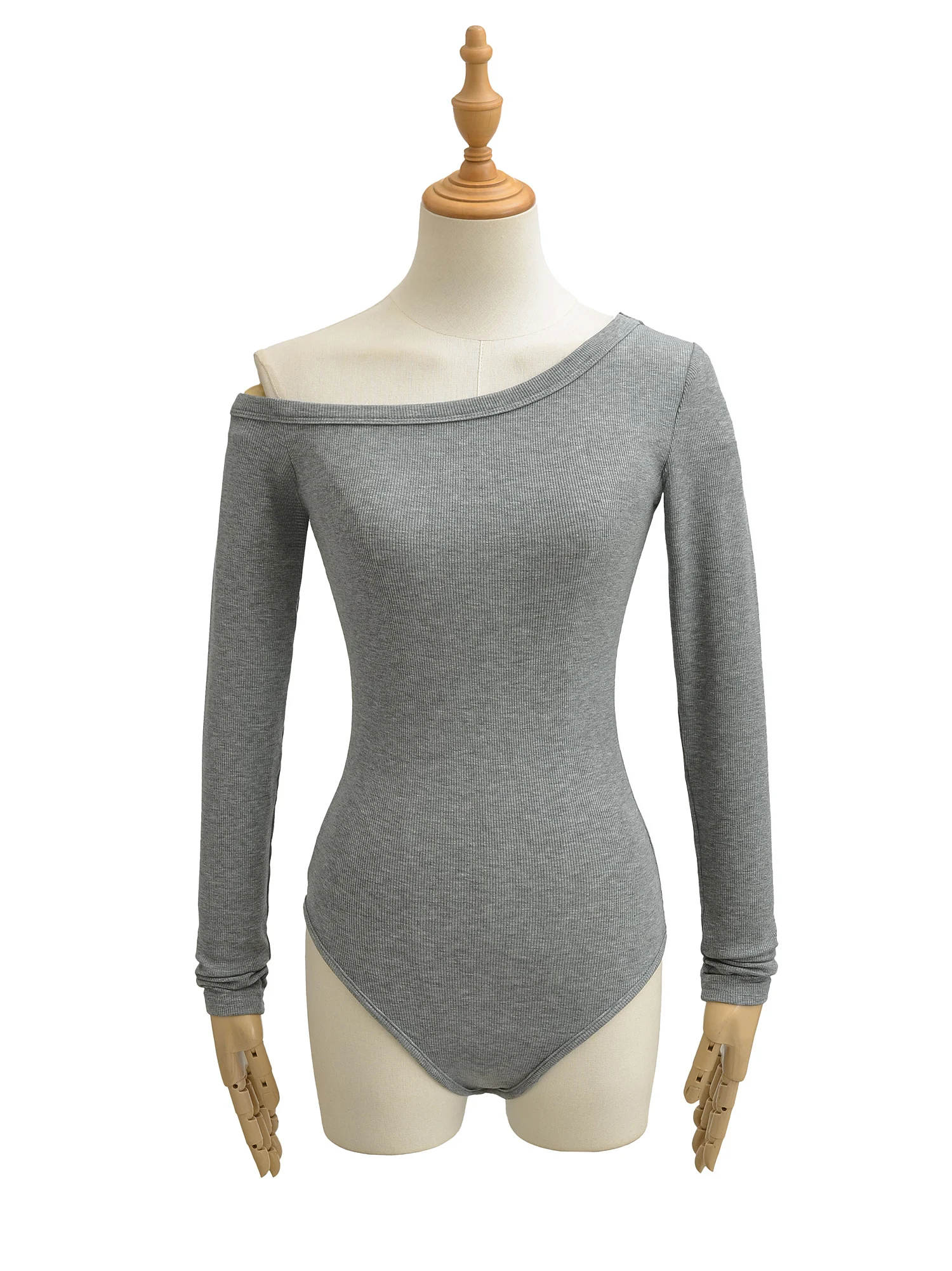 Sexy épicé fille Sle longue Sve Onesie vêtements intérieurs couleur Pure minceur couche de Base irt oulder conception trajet Tube droit