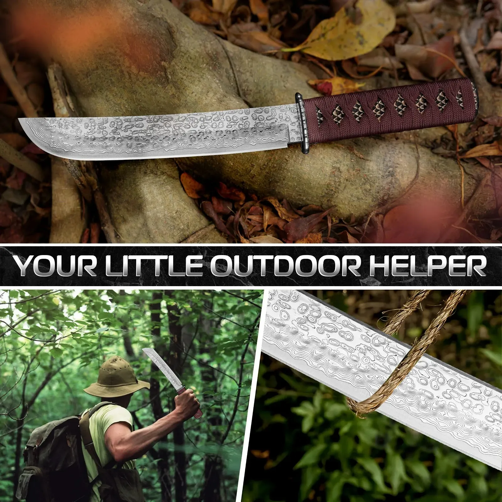 High-Hardness Military Tactical Knife With Scabbard Self-Defense Outdoor Jungle Multi-purpose Survival Knife and Cutting Knife