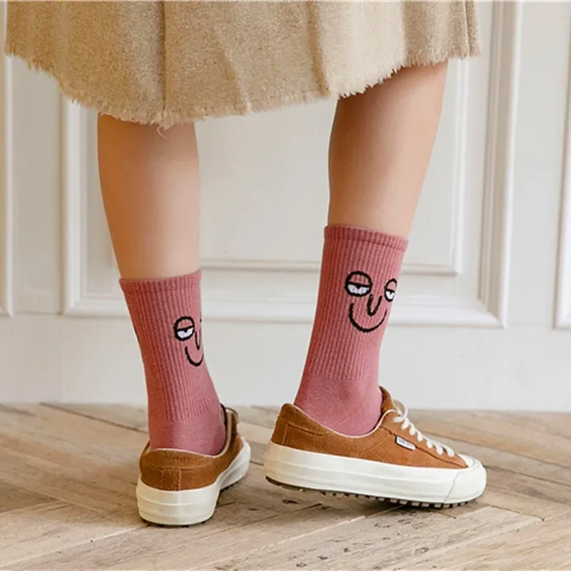 1 or 5 Pairs Korea Funky Harajuku Women Socks Candy Colors Casual Funny Socks Girl Kawaii Cute Socks Surprise Mid Crew Socks