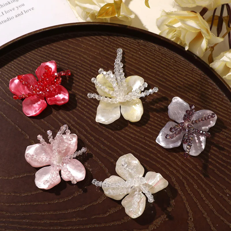 Shoe Charms Crystal Center Jelly Blossom Ombre Bright DIY Resin Decorative Clasps for Jelly Sandals Slippers Resort Vacation