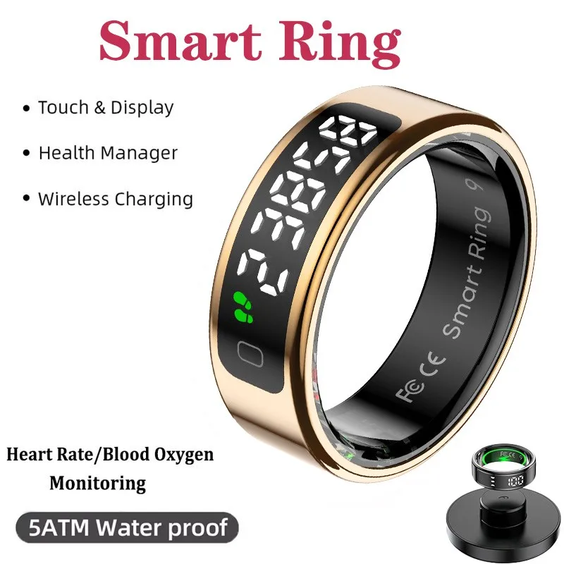

Смарт-кольцо со светодиодным дисплеем для Xiaomi, водонепроницаемое кольцо с несколькими спортивными режимами, монитор сердечного ритма и кислорода в крови, умное кольцо для мужчин и женщин