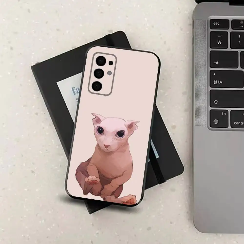 Funda Animal Sphynx Cat para Samsung Galaxy A91,A80,A73,A72,A71,A53A52,A32,A31A22,A21s,A20, cubierta negra