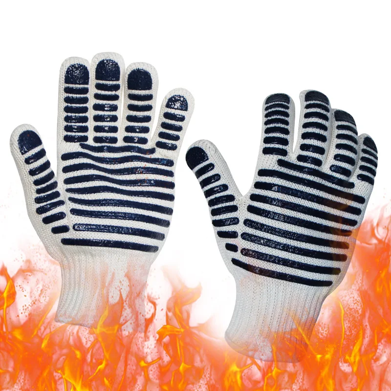 1pc Anti scald heat-insulating and gloves for barbecue baking kitchen and five finger thick silicone anti slip gloves