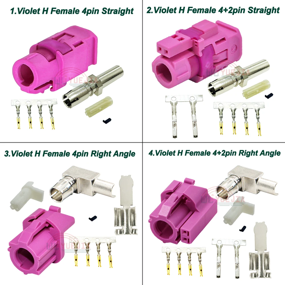 

4pin 6Pin Code H Female Jack Straight Right Angle Heather Violet H 100 ohm 4-Core HSD LVDS Series High Speed Data Connectors