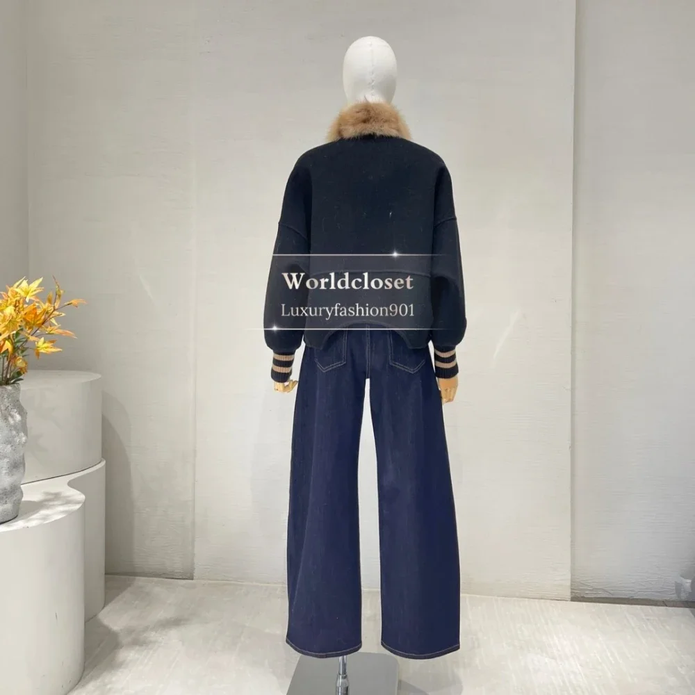 

Новинка 2025 года, черно-белая норковая куртка с длинным рукавом и коротким стилем, двусторонняя шерстяная куртка, топы