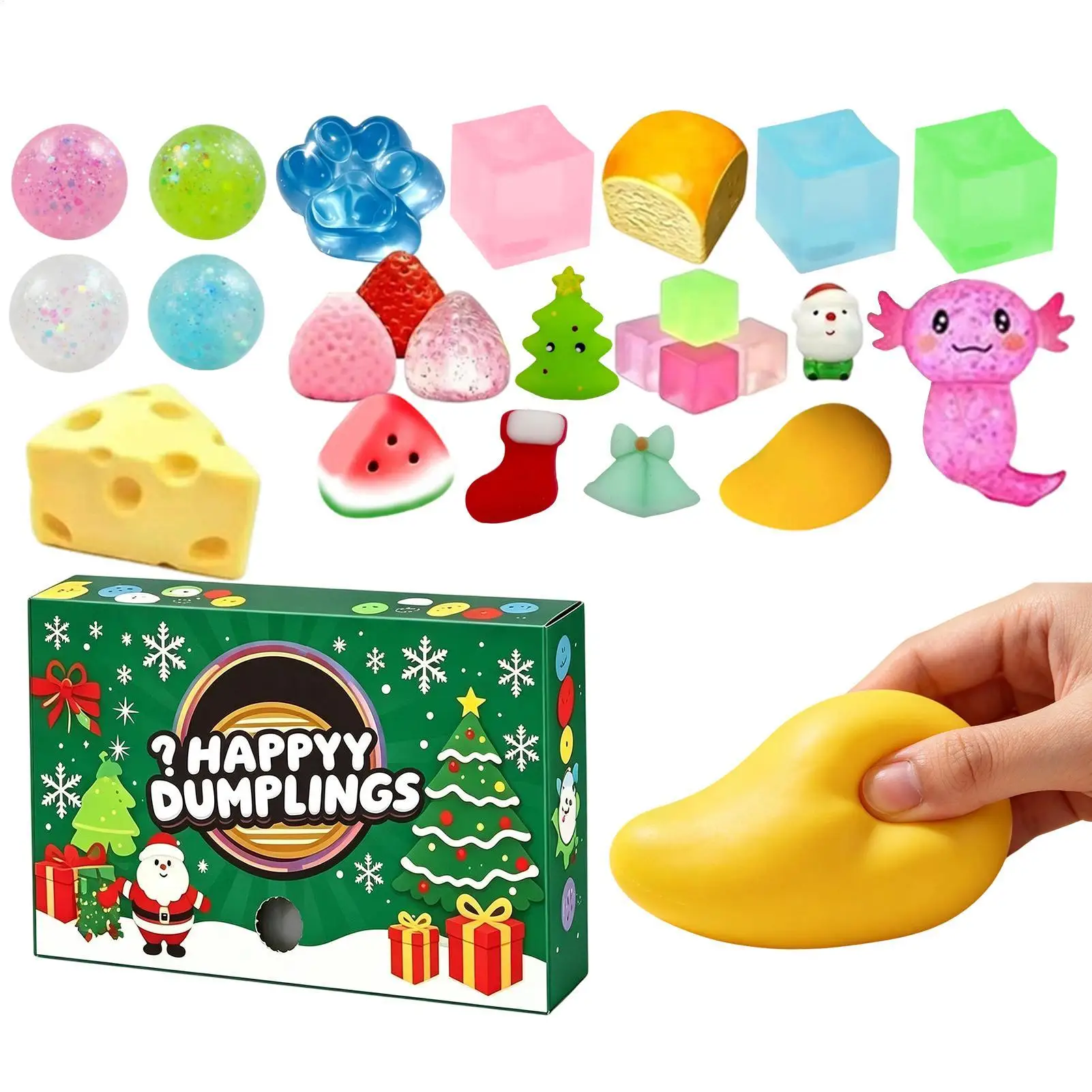 Chiristmas Dumpling SquishysAdvent Calendar Slow Rising Stress Relief Sensory Fidget Countdown Calendar Gift Party Favors
