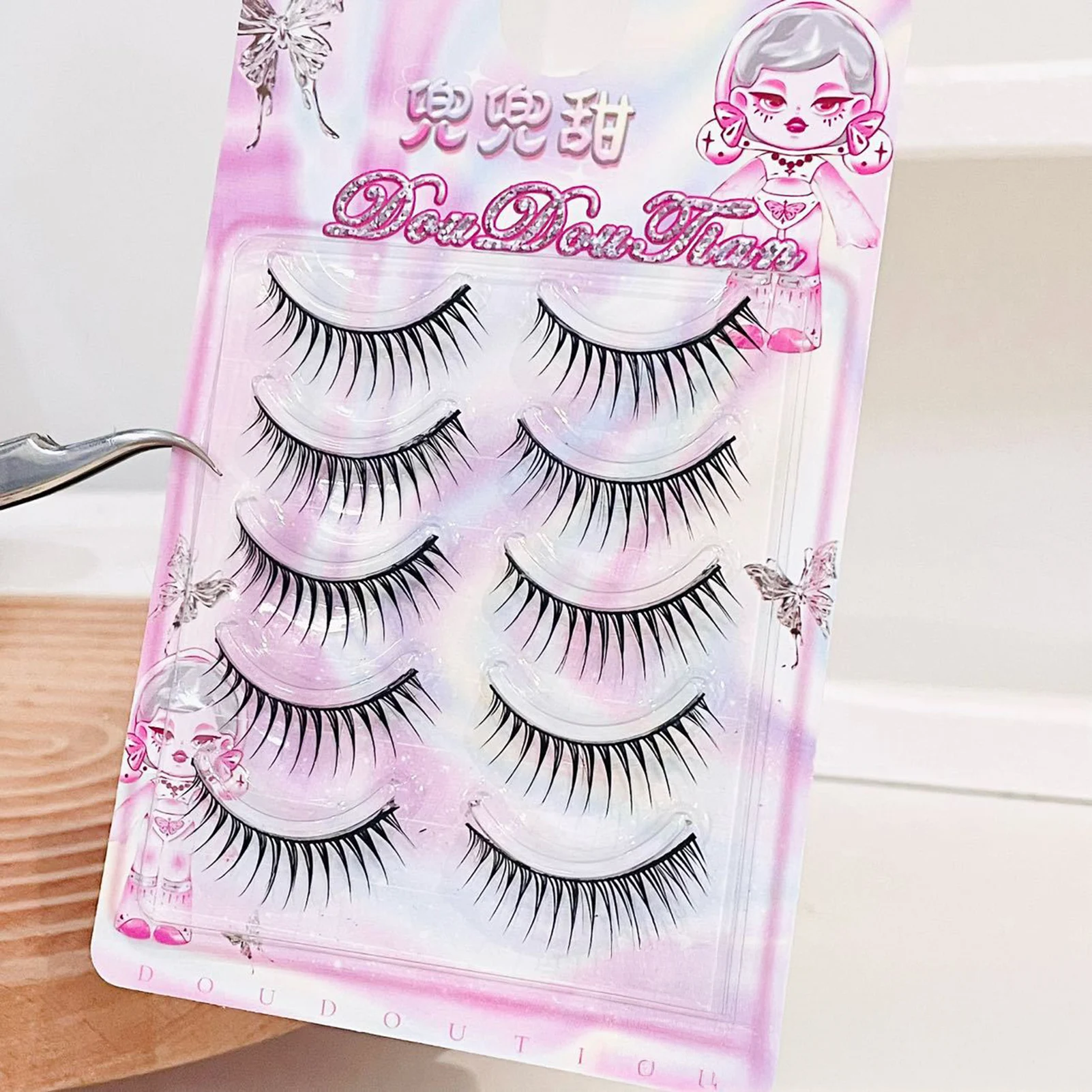 5 Paar schwarze Manga-Wimpern im koreanischen Stil, flauschige Idol-Augenwimpern zur Vergrößerung Ihrer Augen, natürlich Mädchen-Gruppen-Wimpern