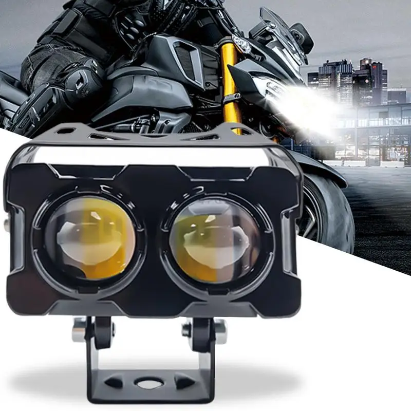 For Refer To Description Waterproof Motorcycle Spotlight Super Bright LED Driving Light Motorcycle Spotlight Double Color Fog