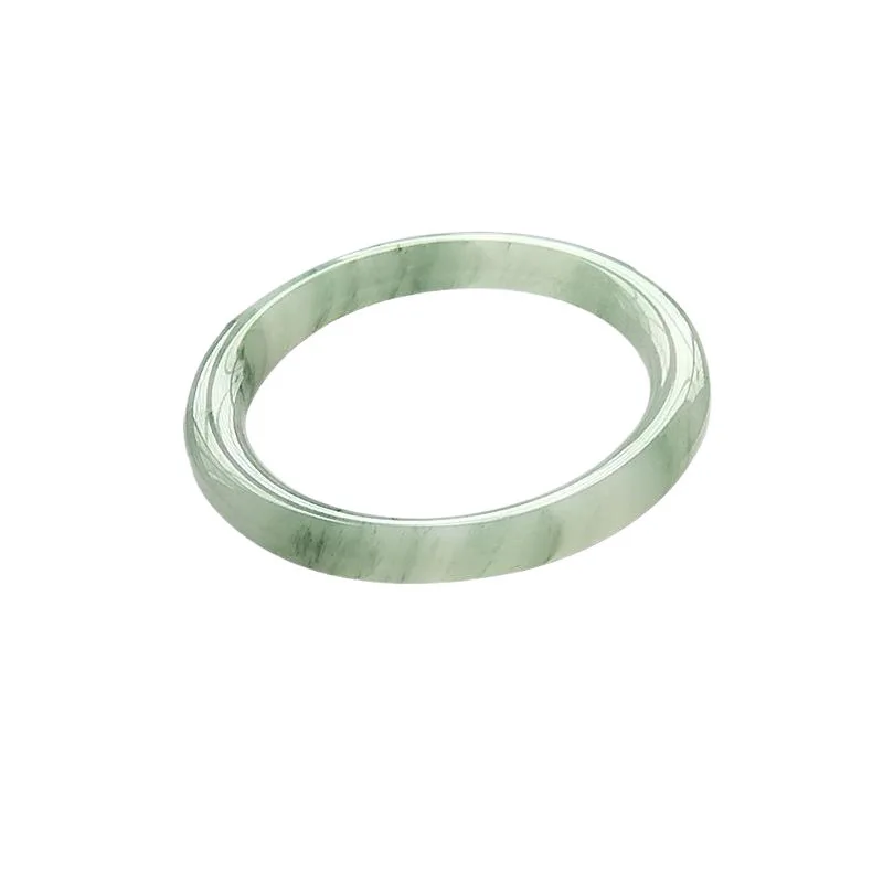 

Natural Myanmar Jadeite Bracelet Ice Candy Flowers Shallow Green Oil Qing Women's Style Circle Bracelet Geometric Shape