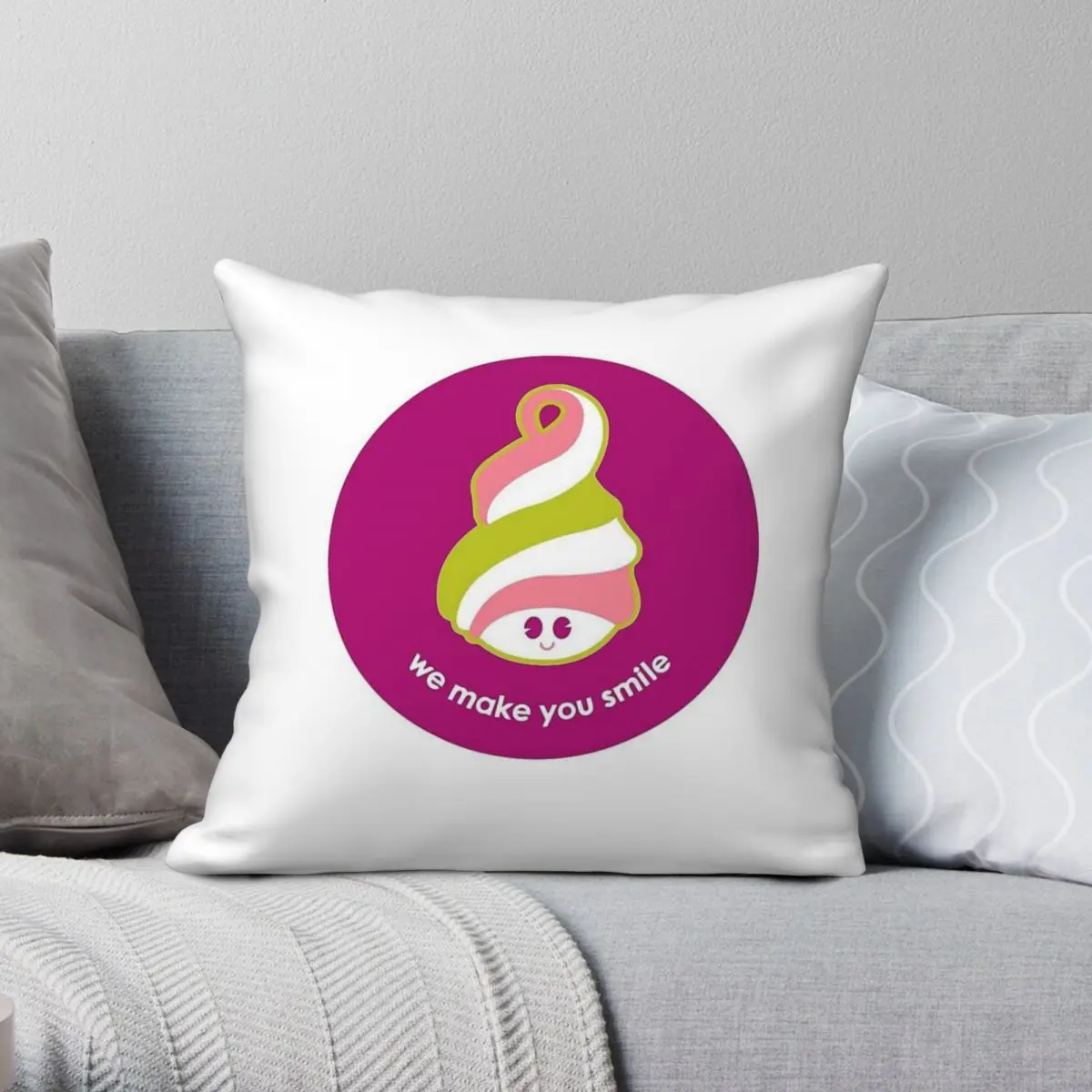 Menchie's Frozen Yogurt Square Pillowcase Polyester Linen Velvet Pattern Zip Decorative Pillow Case Home Cushion Cover