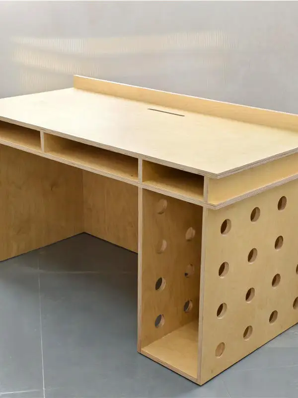 &Minimalist Long Strip Table Pegboard Computer Desk Commercial Marine Board Workbench Creative Office Customizable Wood Desk Box