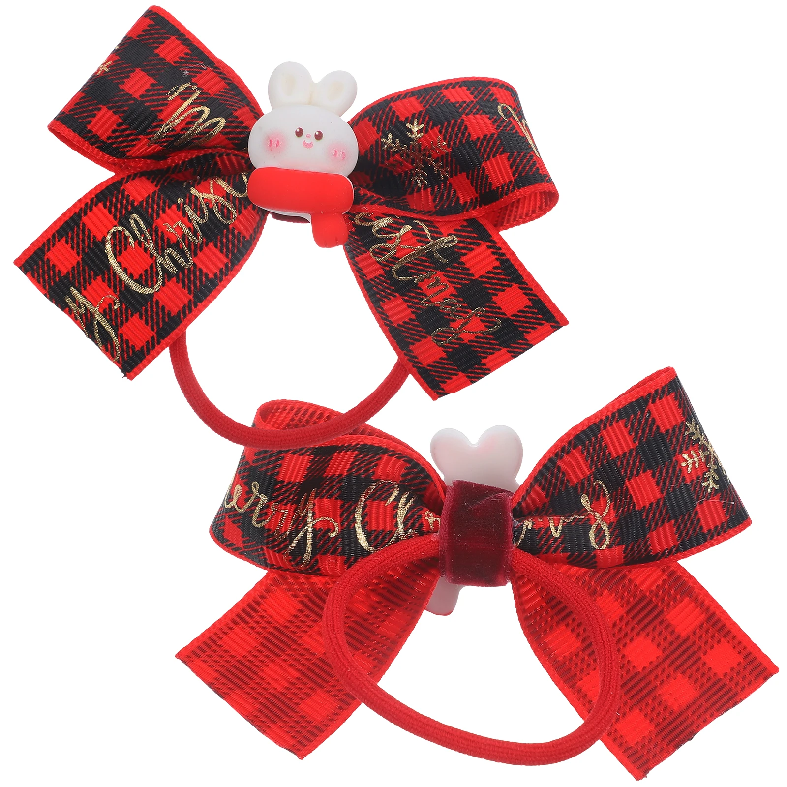 

2 Pcs Bow Hair Tie Elastic Ponytail Holder Girls Accessories Fabric Ties Red Green Dot Hair Bow Decorative Practical