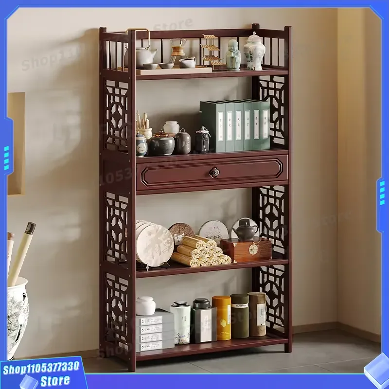 Modern Chinese Style Display Cabinet Wooden Storage Rack for Living Room Home Decoration Showcase Shelf Organizer Furniture