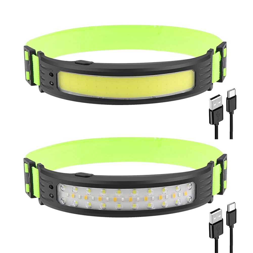 COB/LED Intelligent Waving Sensor Headlight Rechargeable Reflective Headband Headlamp for Outdoor Night Fishing Cycling Hiking