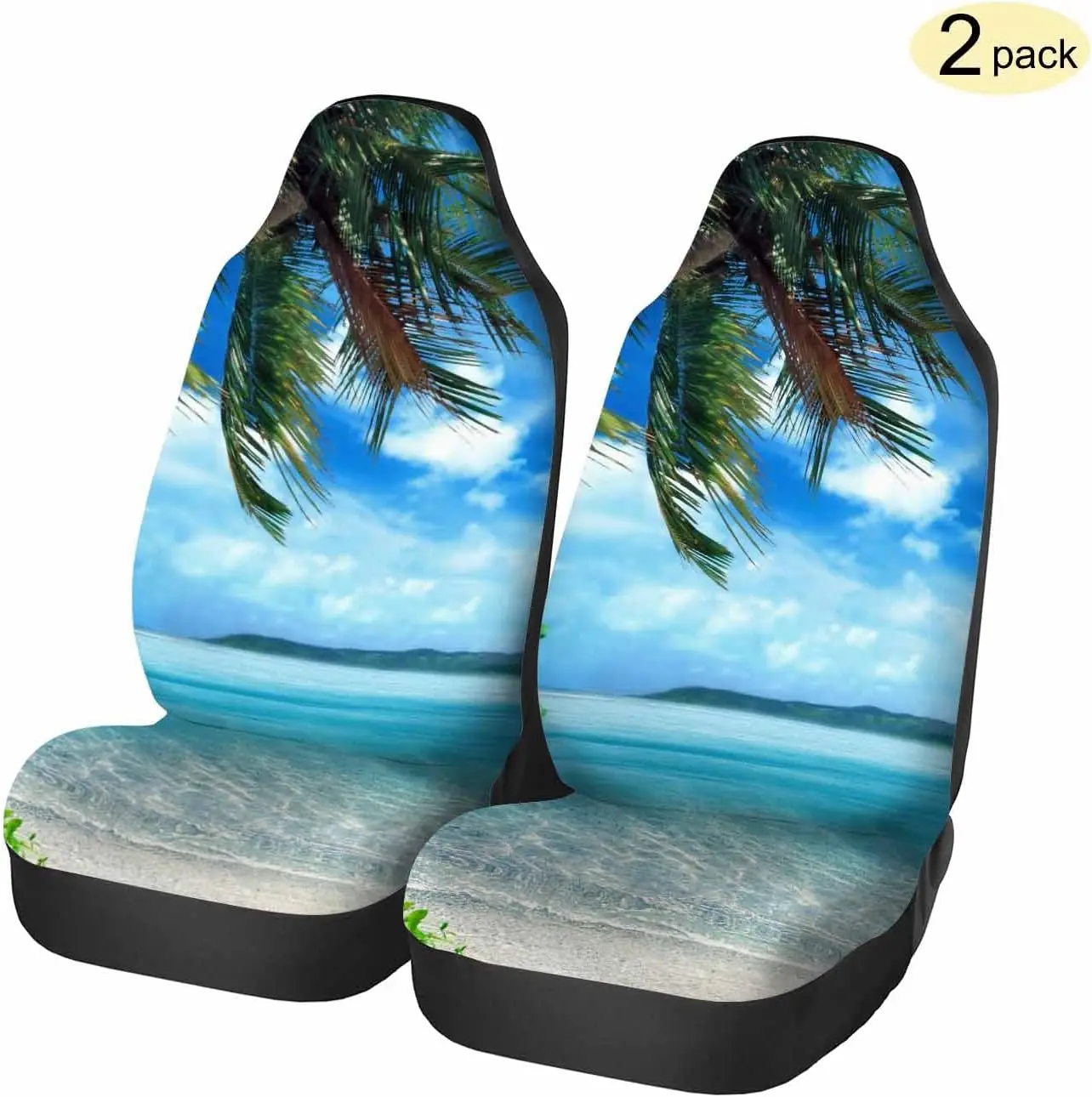 Tropical Coast Front Car Seat Covers 2pc Beach Palm Trees Automotive Seat Covers Car Accessories Car Seat Protector Universal