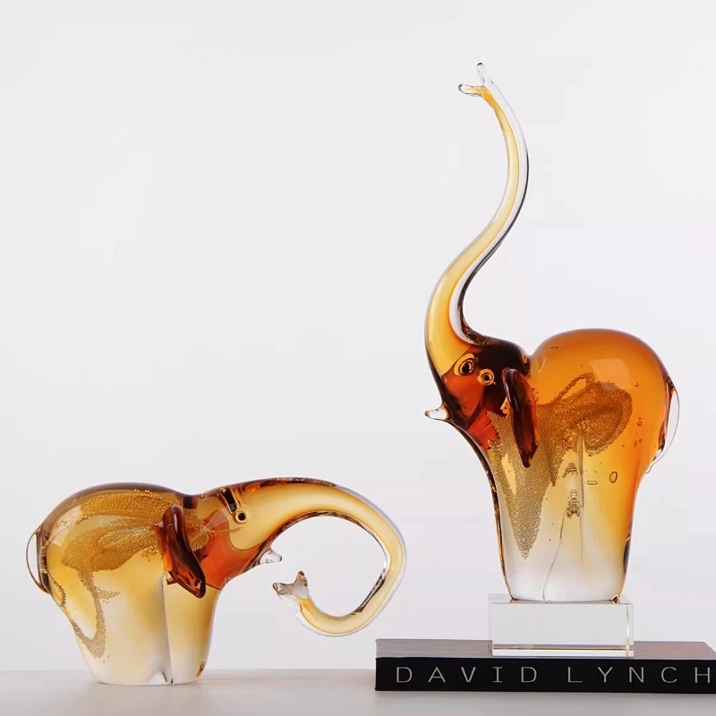 Elephant auspicious light luxury creative glazed ornament, living room entrance office desktop decoration