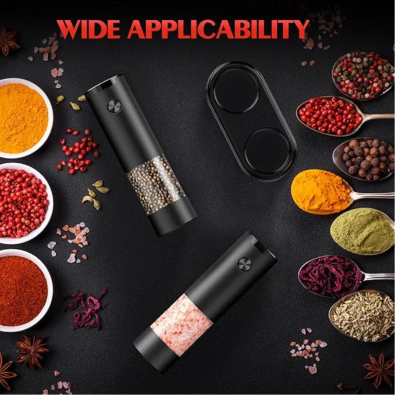 Type-c Rechargeable Electric Salt And Pepper Grinder 4 Level Convenient Recycled Coarseness  Auto Spices Grinders  Cooking Tool