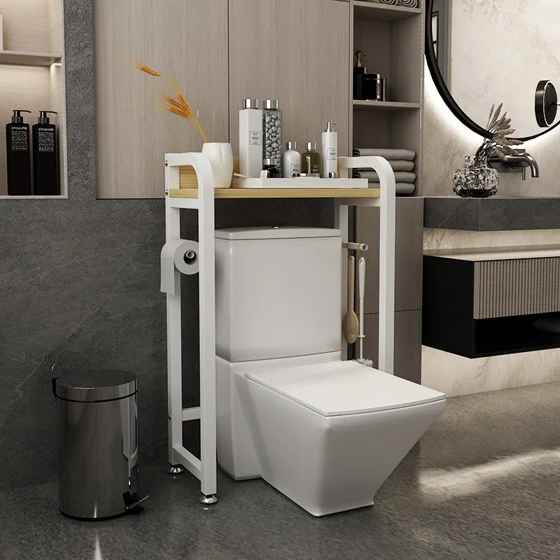 SpaceEfficient Toilet Storage Rack Compact Single Layer Design Multifunctional Towel and Paper Holder for Bathrooms