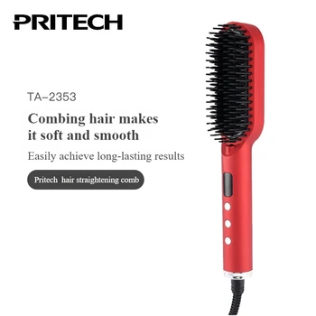 Image Pritech Hair Straightener Professional Quick Heated Negative Ion Electric Hot Comb Personal Care Multifunctional Hairstyle Brush