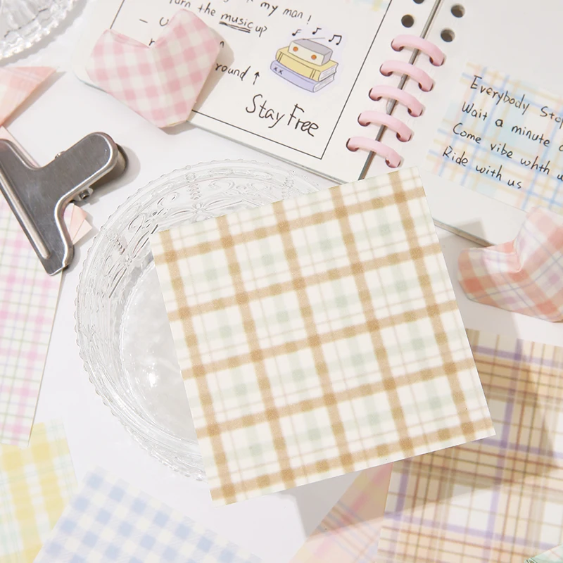 200 pcs Kawaii plaid material paper note Loose leaf Decorative paper Message notes to do list Stationery Supplies