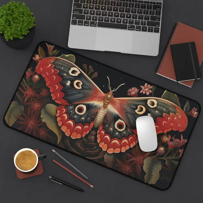 Midnight Garden Moth Mouse Pad, Non-slip and Waterproof Mousepad,office Gaming Desk Decorative Mat,the Perfect Gift for Friends.