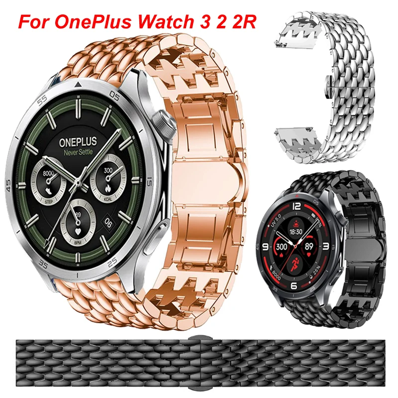 22mm Stainless Steel Strap For OnePlus Watch 3 2 2R 46mm Metal Band For OPPO Watch X X2 4 Pro/Realme Watch S 2 3 Pro Bracelet