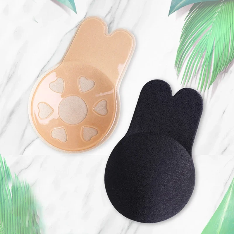 1/2Pairs Women Bras Self Adhesive Silicone Strapless Invisible Bra Reusable Sticky Breast Lift Tape Rabbit Nipple Cover Bra Pads image 6